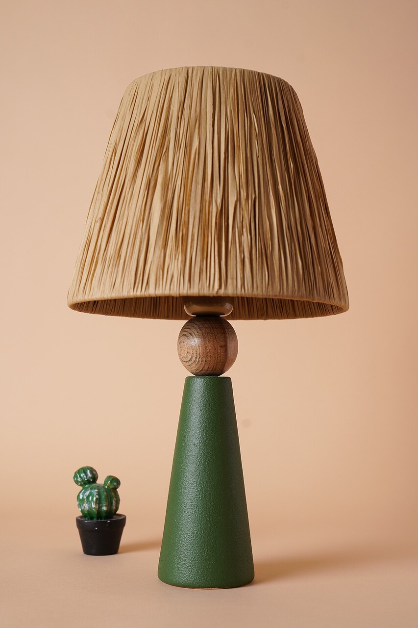 Lampa de masa, Opviq, 687HMY2203, Verde/Maro - imagine 4